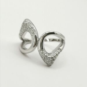 Modernist bypass ring Pave cz sterling silver size 8